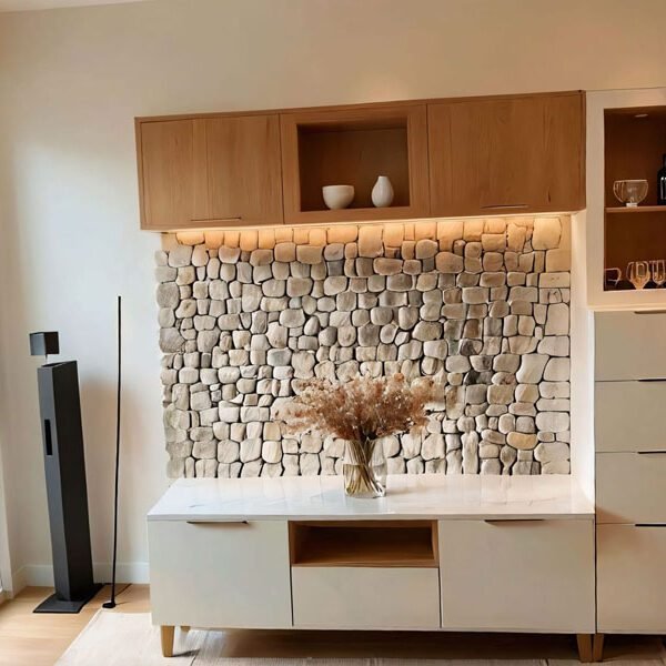 Mueble modular de salón blanco y madera a medida